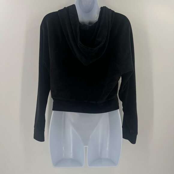 Victoria's Secret Women Size XS Black Y2K Velour Full Zip Crop Jacket - Picture 7 of 10